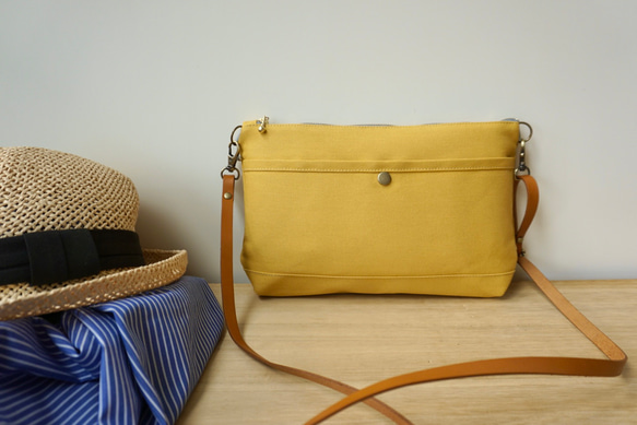 倉敷帆布サコッシュ (M)マスタードイエロー 3枚目の画像