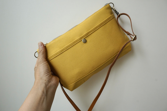 倉敷帆布サコッシュ (M)マスタードイエロー 2枚目の画像