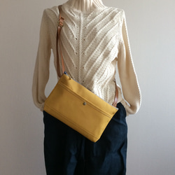 倉敷帆布サコッシュ (M)マスタードイエロー 1枚目の画像