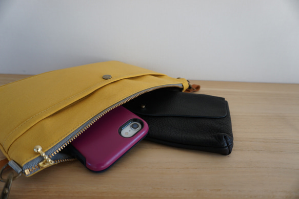 倉敷帆布サコッシュ (M)マスタードイエロー 6枚目の画像