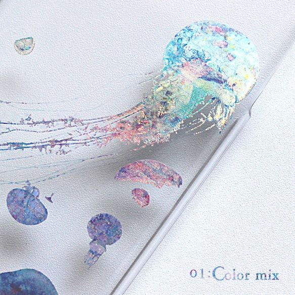 全息圖 ver. 005 水母 iPhone 手機殼，適用於 iPhone 17+，簡約透明，閃光箔 第3張的照片