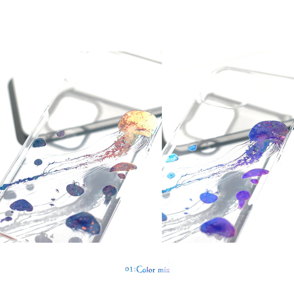 全息圖 ver. 005 水母 iPhone 手機殼，適用於 iPhone 17+，簡約透明，閃光箔 第7張的照片