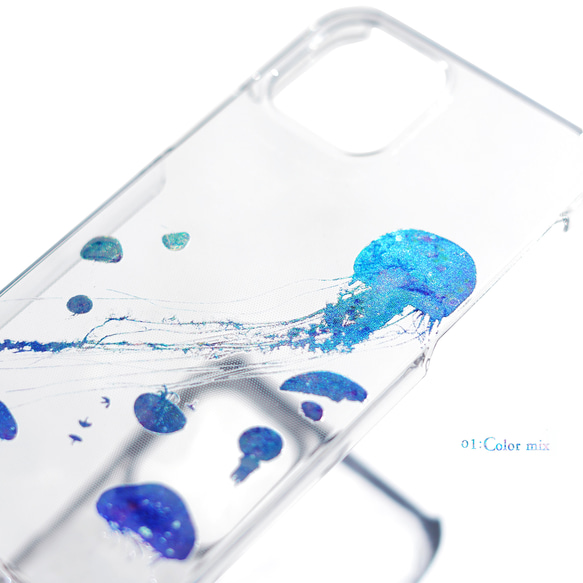 全息圖 ver. 005 水母 iPhone 手機殼，適用於 iPhone 17+，簡約透明，閃光箔 第6張的照片