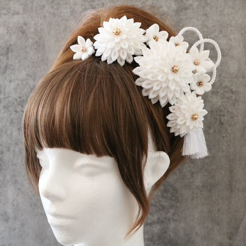 白無垢に【awayuki】つまみ細工の髪飾りセット＊和装のかんざしとして