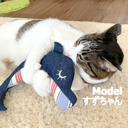 爽やかデニムのイルカさんキッカー＊猫ちゃんおもちゃ 7枚目の画像