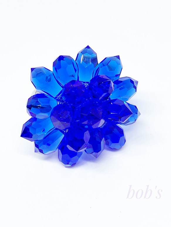 スワロフスキークリスタル手編みring*マジェスティックブルー 指輪