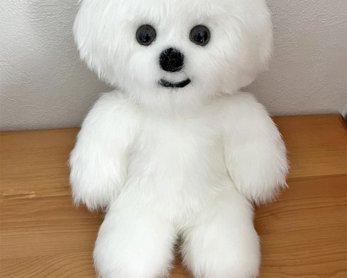 ☆ハンドメイド☆ ふわふわ ビションフリーゼ ぬいぐるみ ホワイト 中