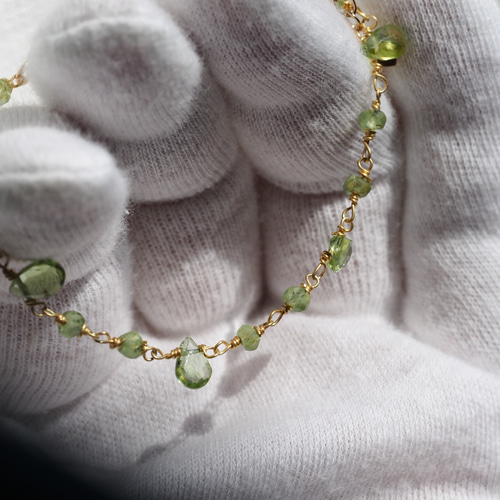 K14WG ペリドット　　ブレスレット 高品質] ペリドット ブレスレット 9mm #NM611 - プレミアム天然石専門