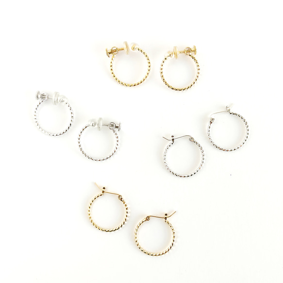 14kgfピアス[♢Cut mini hoop/Gold] 8枚目の画像