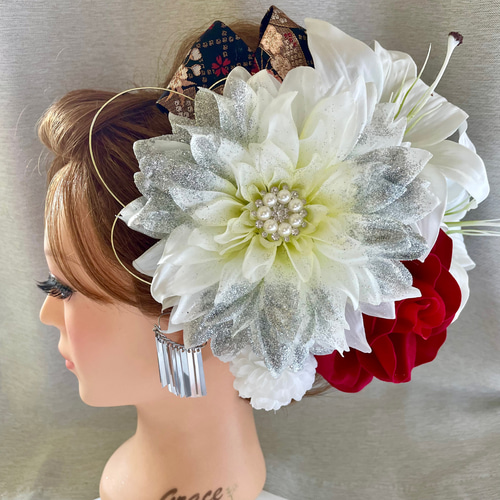 シルバー 和装 髪飾り ヘッドドレス✾ ヘッドドレス（アクセサリー