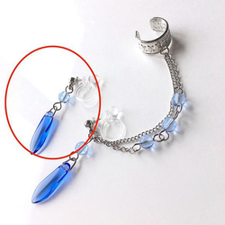 【左右両用】ルビーレッドのダガービーズとダイヤ柄のイヤーカフ　ピアスタイプ（ゴールド色）／イヤリング対応 4枚目の画像