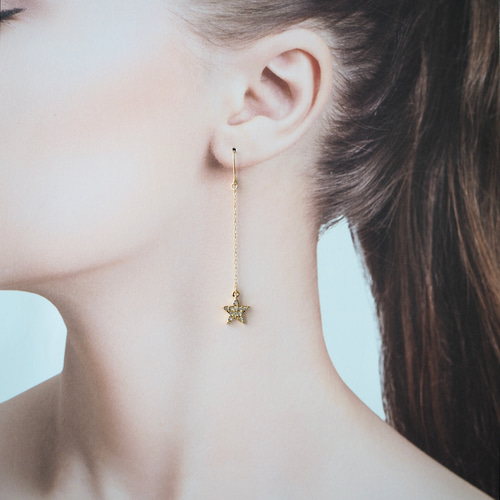 選べるチャーム＊月と星のチェーンピアス／イヤリング＊Ciel nocturne