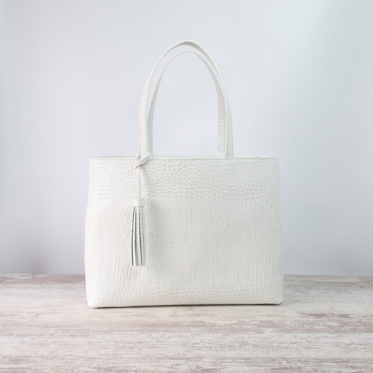 A4サイズトートbag（Ｌサイズ）☆彡ストーンホワイト・受注製作・通勤バッグ・A4・お仕事バッグ