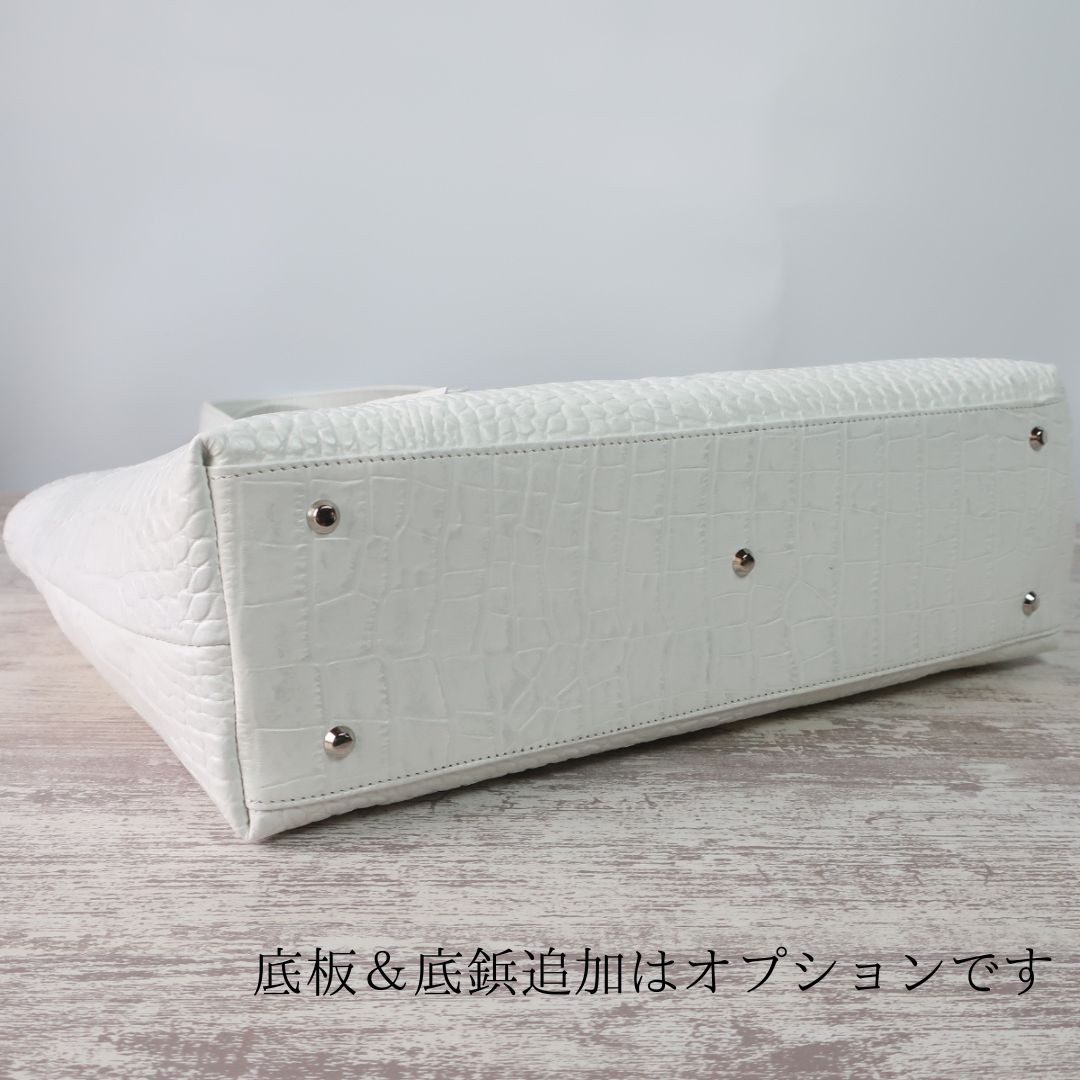 A4サイズトートbag（Ｌサイズ）☆彡ストーンホワイト・受注製作・通勤バッグ・A4・お仕事バッグ