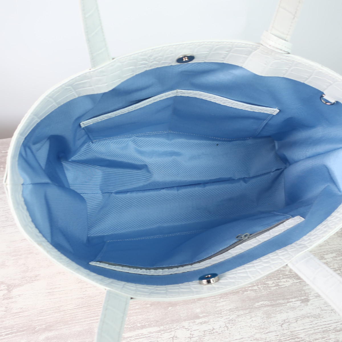 A4サイズトートbag（Ｌサイズ）☆彡ストーンホワイト・受注製作・通勤バッグ・A4・お仕事バッグ