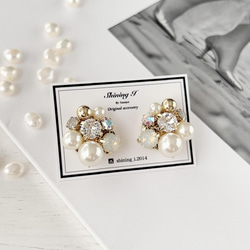 【金属アレルギー対応】ReNEW Mix stone *White / Pierce, Earrings 1枚目の画像