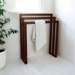 無垢ひのき材】木とアイアンのスタイルハンガーラック ミッド