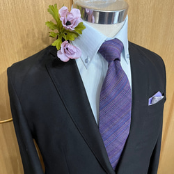 四百年の伝統織会津木綿 ネクタイ　やったら紫 4枚目の画像