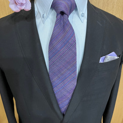 四百年の伝統織会津木綿 ネクタイ　やったら紫 10枚目の画像