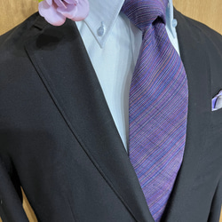 四百年の伝統織会津木綿 ネクタイ　やったら紫 12枚目の画像