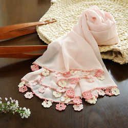 [Resale] OYA crochet Chiffon shawl [MARY] Coral Pink 第2張的照片