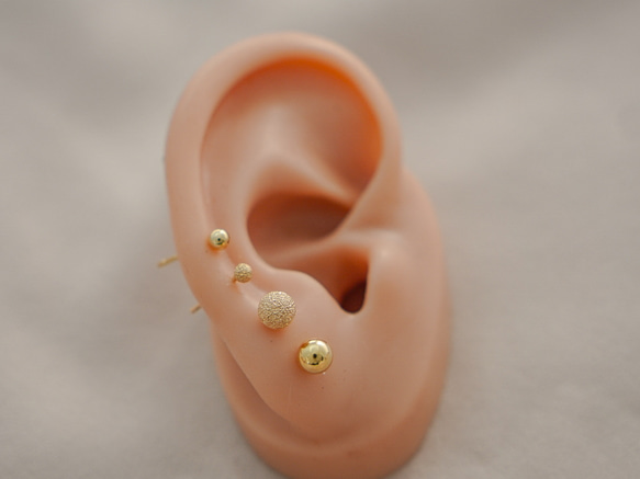 925純銀/金 小球耳環組 第二耳洞 3mm 5mm 珠珠耳釘 第5張的照片
