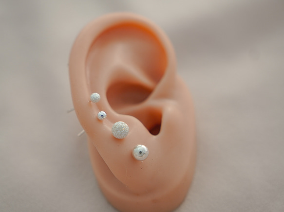 925純銀/金 小球耳環組 第二耳洞 3mm 5mm 珠珠耳釘 第6張的照片
