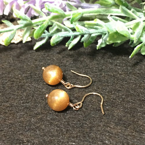 sold out]14kgfプラムクォーツピアス k14gf 天然石ピアス