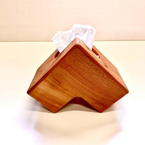 木で作ったL型ティッシュボックス ケヤキ その他インテリア雑貨 ちい