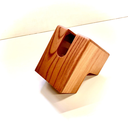 木で作ったL型ティッシュボックス ケヤキ その他インテリア雑貨 ちい