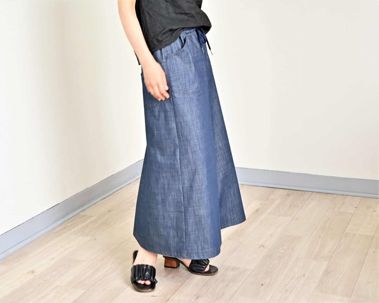 ダンガリー マキシスカート：オールシーズン着用可