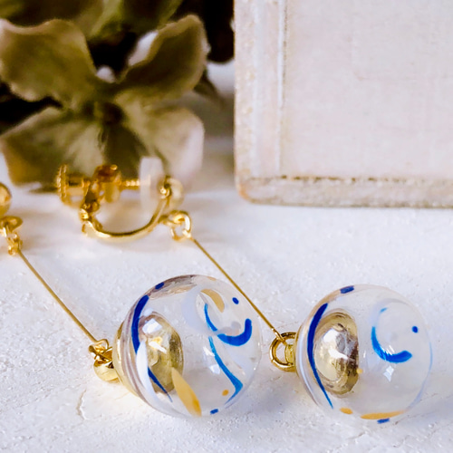 ブルー12mm玉》ヨーヨーピアス/イヤリング レギュラーサイズ 両