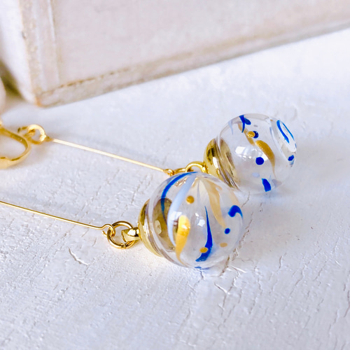 ブルー12mm玉》ヨーヨーピアス/イヤリング レギュラーサイズ 両