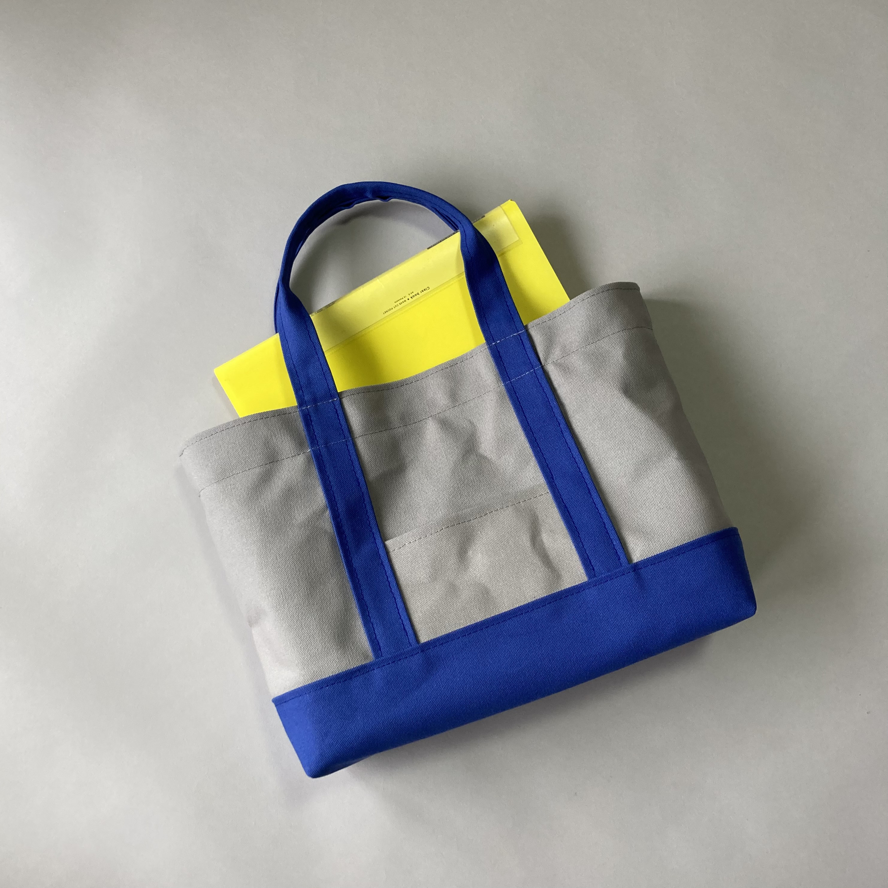 (ML)肩がけできるトートバッグ「normal」パステルグレー×ロイヤルブルー