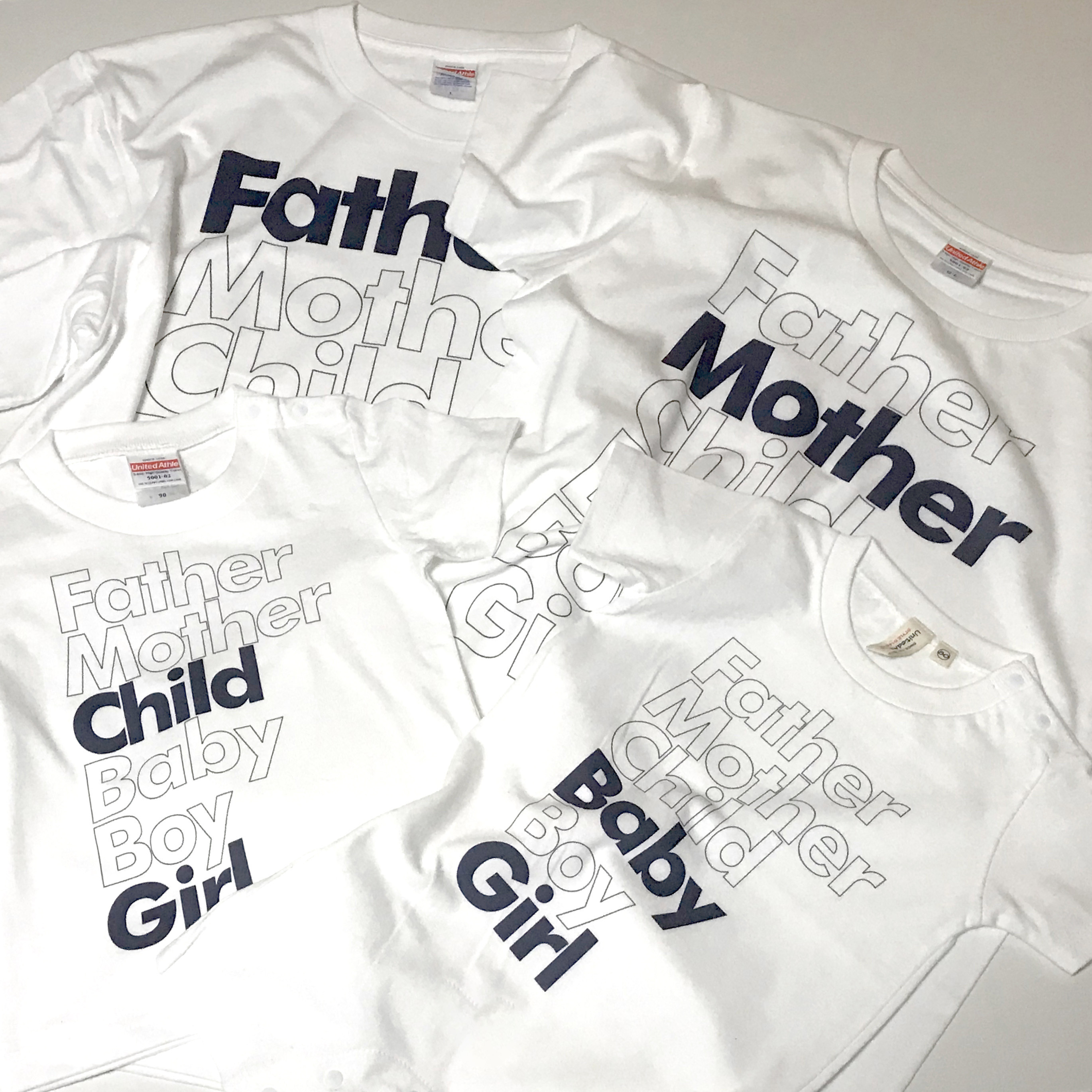 家族でおしゃれにペアルック【４枚セット】ホワイト Tシャツ