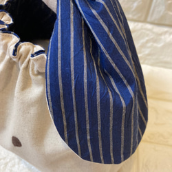 うさぎ 弁当袋 Ｌ紺 送料無料  ［ 雑貨 布小物 動物 子供 入園 入学　ランチ　弁当　バッグ 3枚目の画像