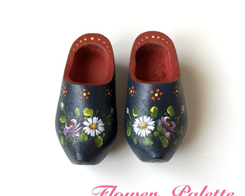 オランダ製 トールペイント 水玉模様 木靴 置物　　　　　　　　　　　現地購入品 68eb319e312248c74079be4a7dc771