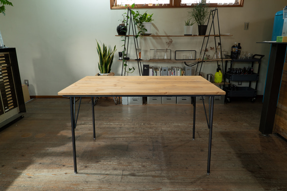 【送料無料】【セット割引】PINE DINING TABLE SET(テーブル1200、本革椅子2脚、ベンチ1200) 3枚目の画像