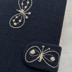 20-3 iPhone他、全機種対応 手帳型ケース ミナペルホネン choucho ネイビー　ꕤ受注制作ꕤ 2枚目の画像