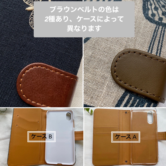 20-3 iPhone他、全機種対応 手帳型ケース ミナペルホネン choucho ネイビー　ꕤ受注制作ꕤ 12枚目の画像