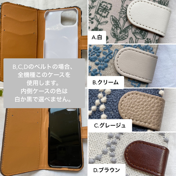 20-3 iPhone他、全機種対応 手帳型ケース ミナペルホネン choucho ネイビー　ꕤ受注制作ꕤ 11枚目の画像