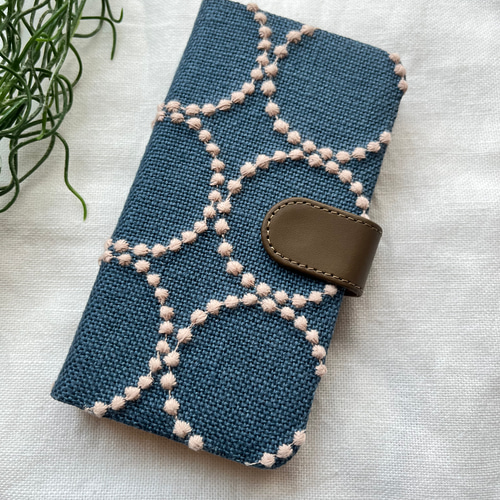 【スマホショルダー】ミナペルホネン タンバリン ネイビー×ライトブルー スマホショルダー】ミナペルホネン タンバリン navy×light blue