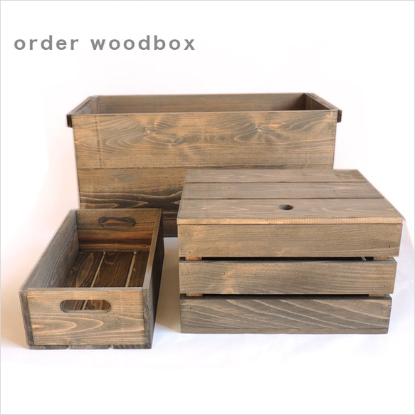 *リサイクルウッドボックスtype/aサイズXL 持ち手穴付き　木箱　収納　 7枚目の画像