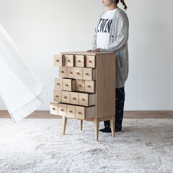 くりのドロワー木の取手（幅50cm・国産栗材・オイル仕上）キャビネット 引出し収納 小物入れ 5cm 奥行26cm 高9 キャビネット