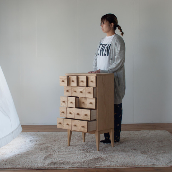 くりのドロワー木の取手（幅50cm・国産栗材・オイル仕上）キャビネット 引出し収納 小物入れ 5cm 奥行26cm 高9 キャビネット