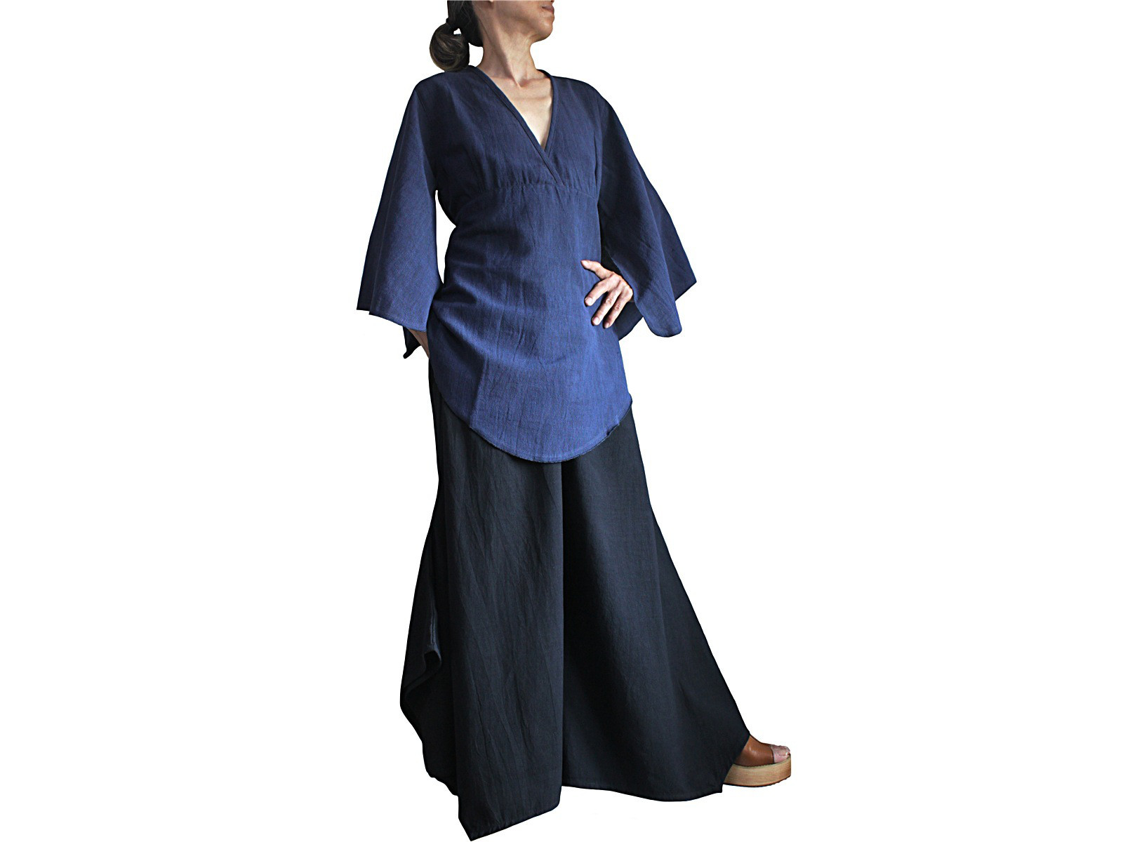 ジョムトン手織り綿の着物袖風チュニック（BFS-200-03）