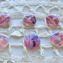 波打つシマ　チェコビーズCzech Glass Beads６個 1枚目の画像