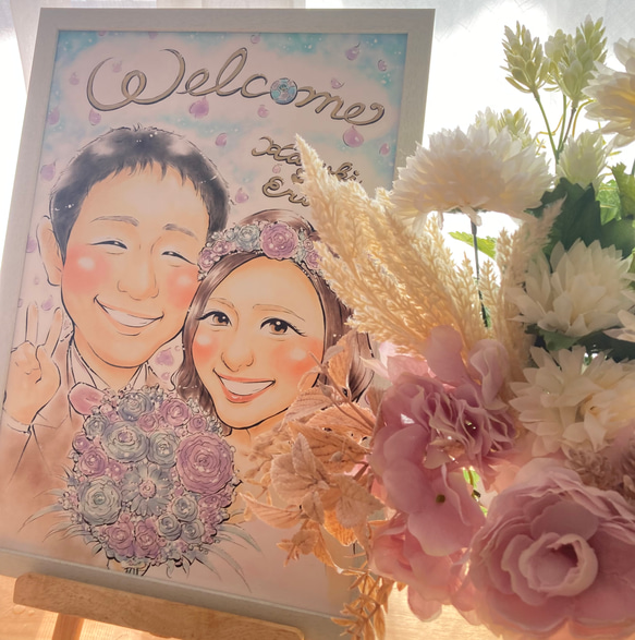 ★A3サイズ★大人数OK★結婚式の似顔絵ウェルカムボード 1枚目の画像