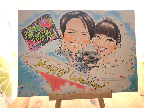 ★A3サイズ★大人数OK★結婚式の似顔絵ウェルカムボード 7枚目の画像