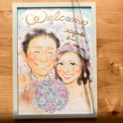 ★A3サイズ★大人数OK★結婚式の似顔絵ウェルカムボード 2枚目の画像